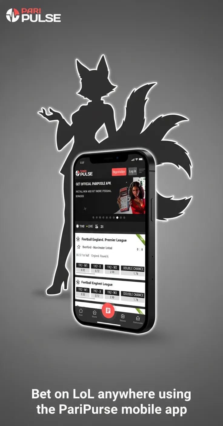 PariPulse mobile app on a smartphone showing League of Legends betting markets with live odds, cashout, and NGN stakes.