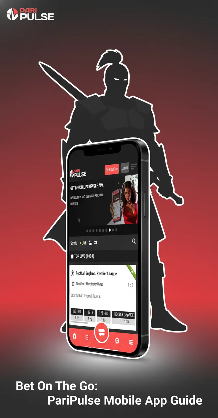 Phone showing PariPulse app: download, deposit NGN, select Dota 2, and place a bet with live odds.