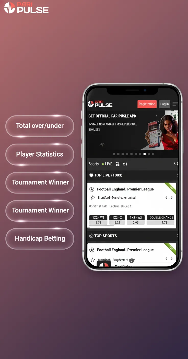 Infographic of bet types at PariPulse: Single, Accumulator, System, Handicap, Over/Under; choose risk and return.