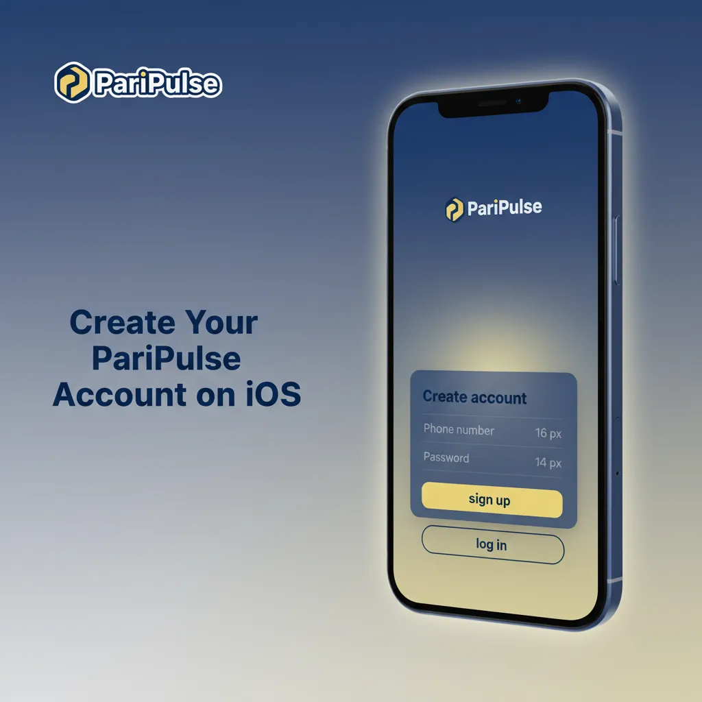 PariPulse iOS sign-up: tap Sign Up, enter phone/email & password, choose Nigeria/NGN, add JBVIP, verify, 18+, KYC later.