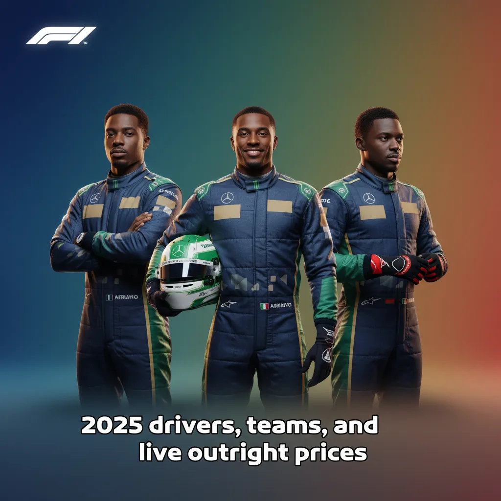 2025 F1 teams, drivers, and TBA seats with live outright championship odds—check app/site for real-time prices.