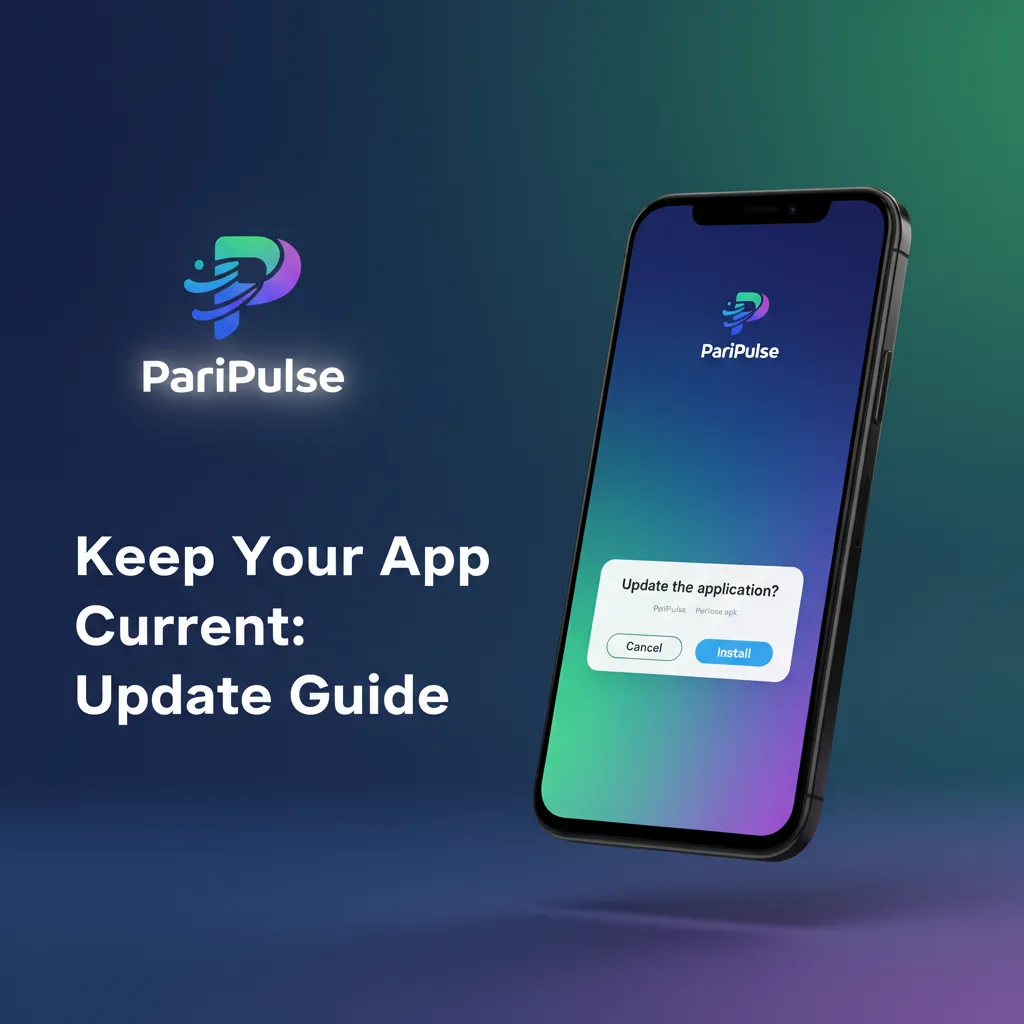 Guide graphic: Android update banner and App button; iPhone PWA icon refresh. Update for bug fixes and faster performance.