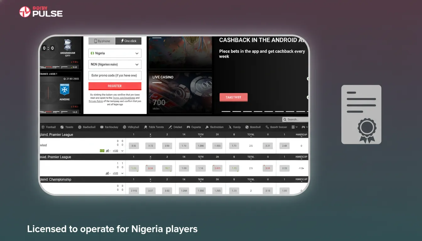 Licensed for Nigerian players; complies with national and state rules; issuer and date listed in footer and Terms