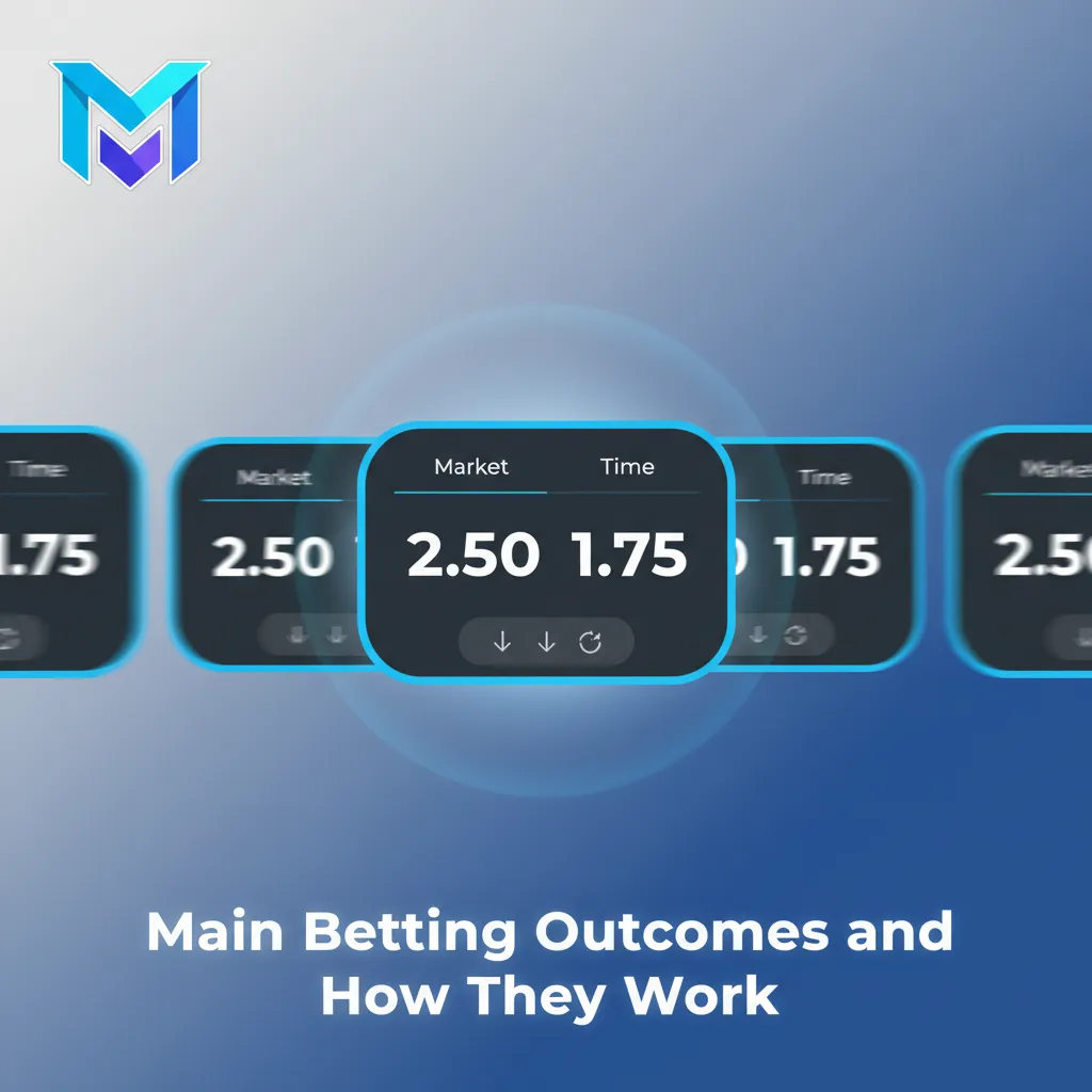 Infographic explaining 1X2, Double Chance, Draw No Bet, Over/Under, and Handicap betting outcomes and how they settle.
