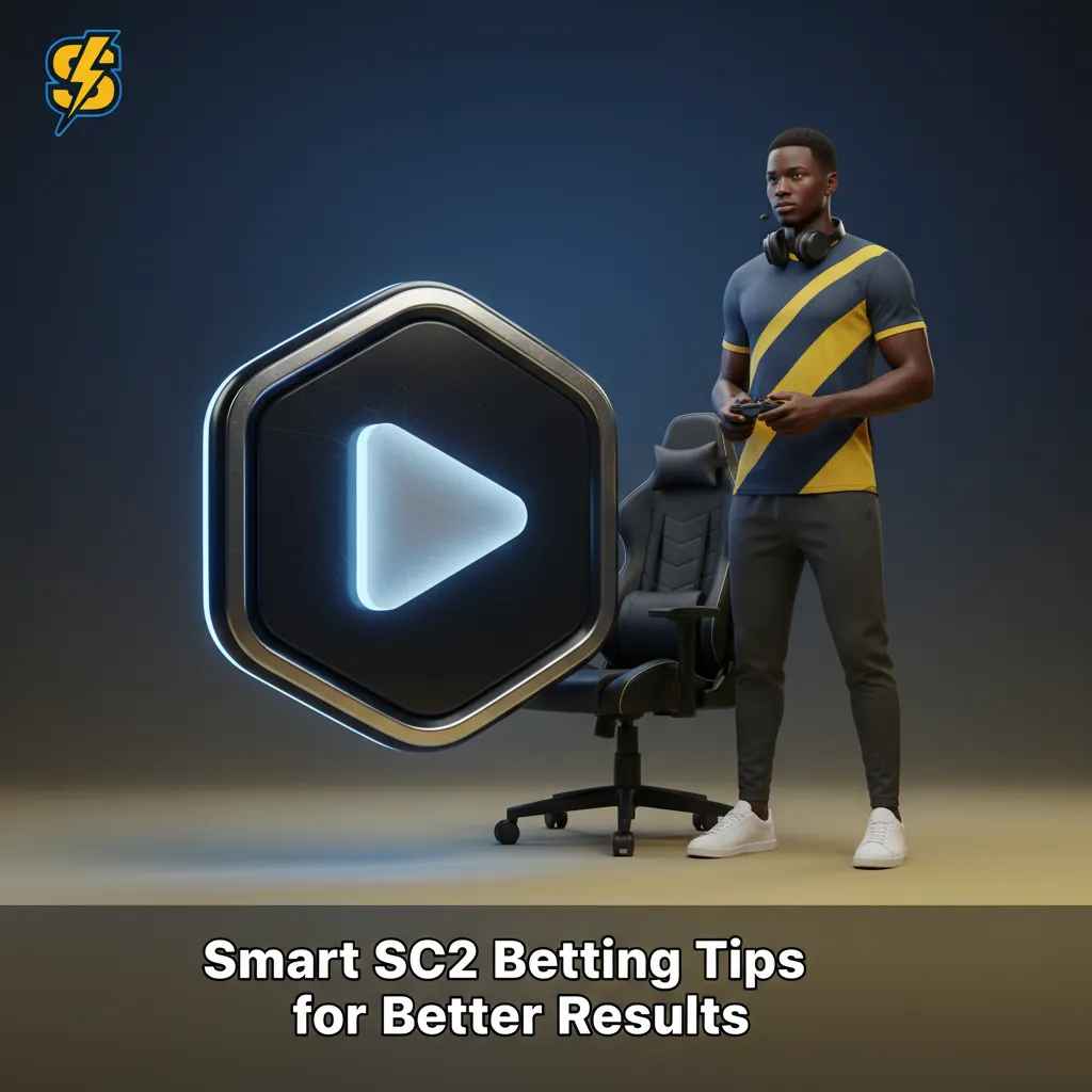 Smart SC2 betting tips infographic: bankroll 1–3%, matchup and map stats, VODs, server, live timing, patch notes.