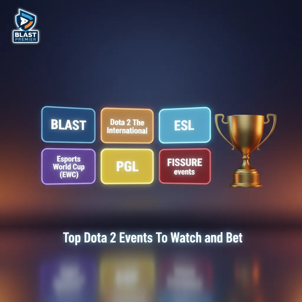 Dota 2 tournament lineup—TI, BLAST, ESL, EWC, PGL, FISSURE—with betting odds from group stage to grand final