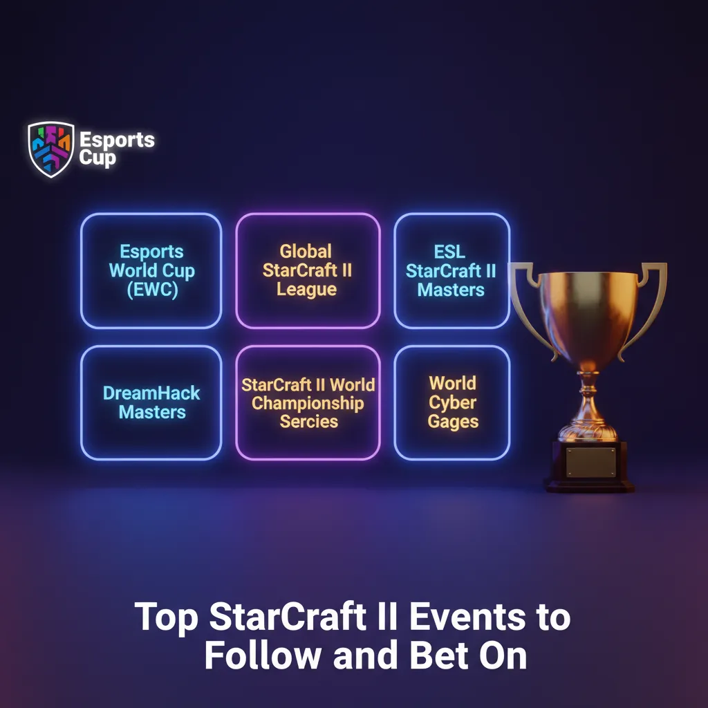 Top StarCraft II events for betting: EWC, GSL, ESL Masters, IEM Katowice, TSL, HomeStory Cup, WTL, DreamHack Opens.