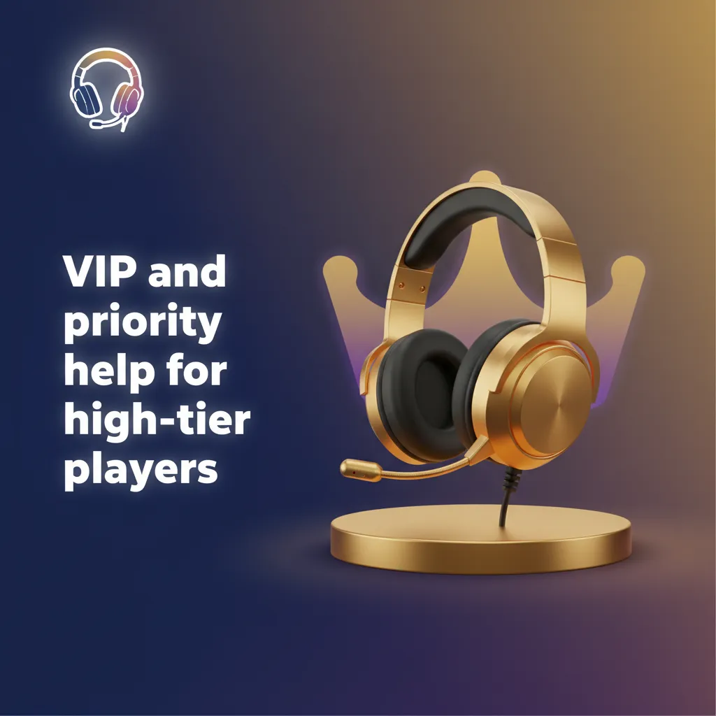 High-tier player VIP support: crown, chat, phone, email icons and fast-track queue
